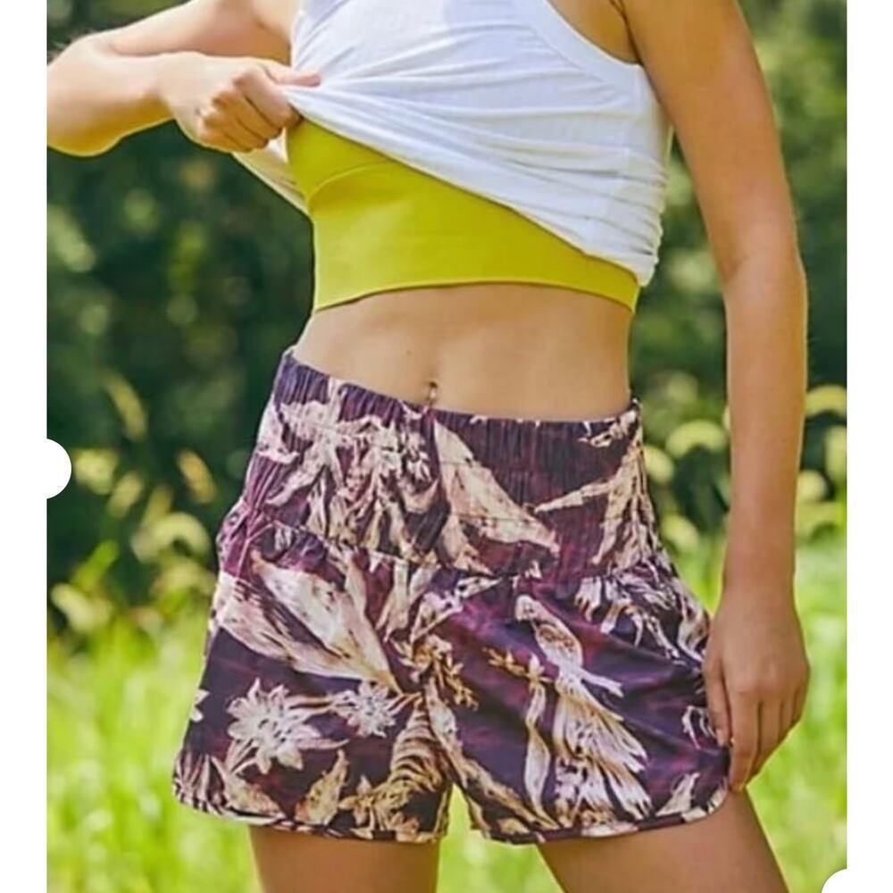 Free People Movement The Way Home Shorts Purple Patterned Athletic XL
